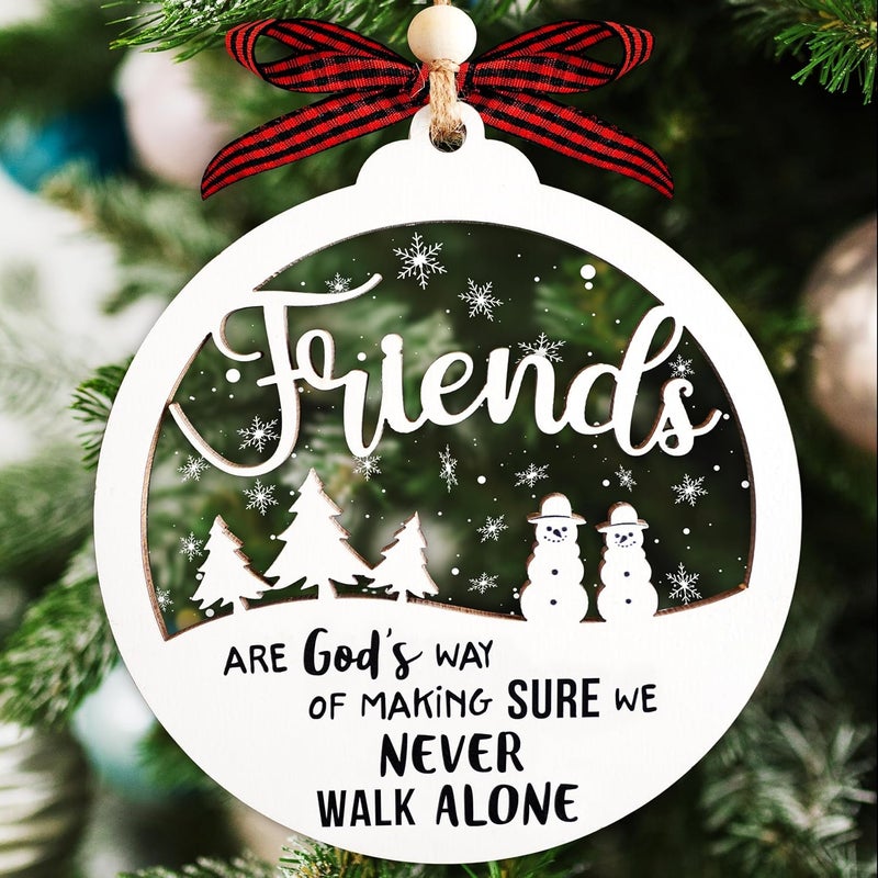 Hangwoous Friendships Ornament, 2 Layer Friends Christmas Ornaments, Friends Ornament, Christmas Gift For Women, Friendship Ornaments for Women Friend, New Year Gift, Friendship Gifts - Image 1